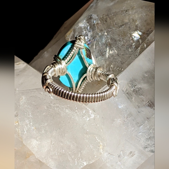 Artisan Sterling Silver Turquoise Ring Southwestern Statement Jewelry Sky Blue - Picture 11 of 15